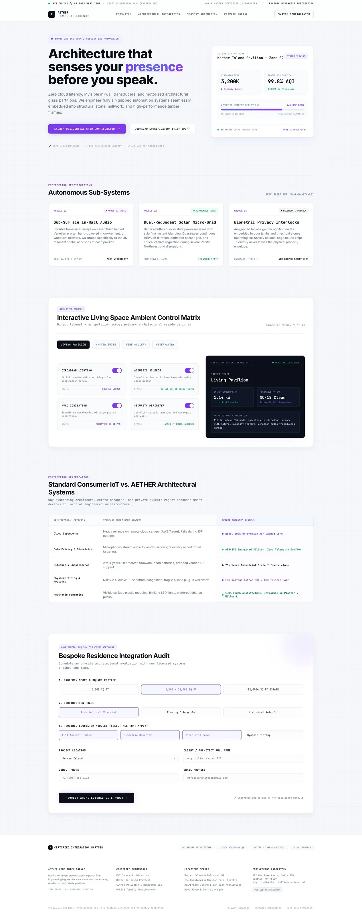 Дизайн сайта Æther Home Intelligence